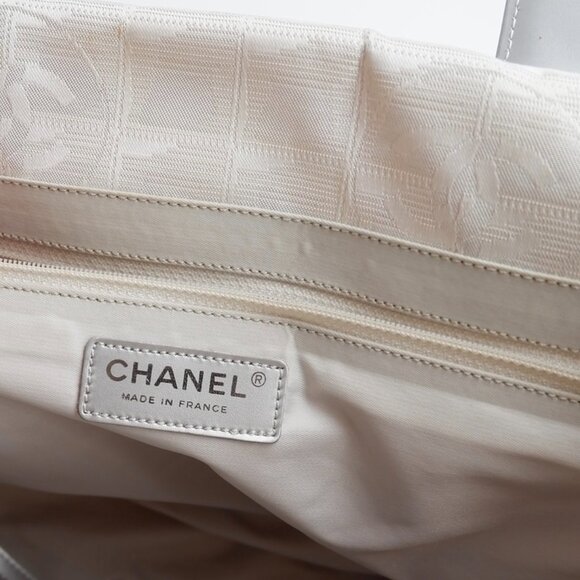 Authentic Preowned Chanel Silver Canvas New Travel Line Tote Bag - Picture 5 of 16